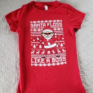 Santa Floss T-shirt ~ girls size large